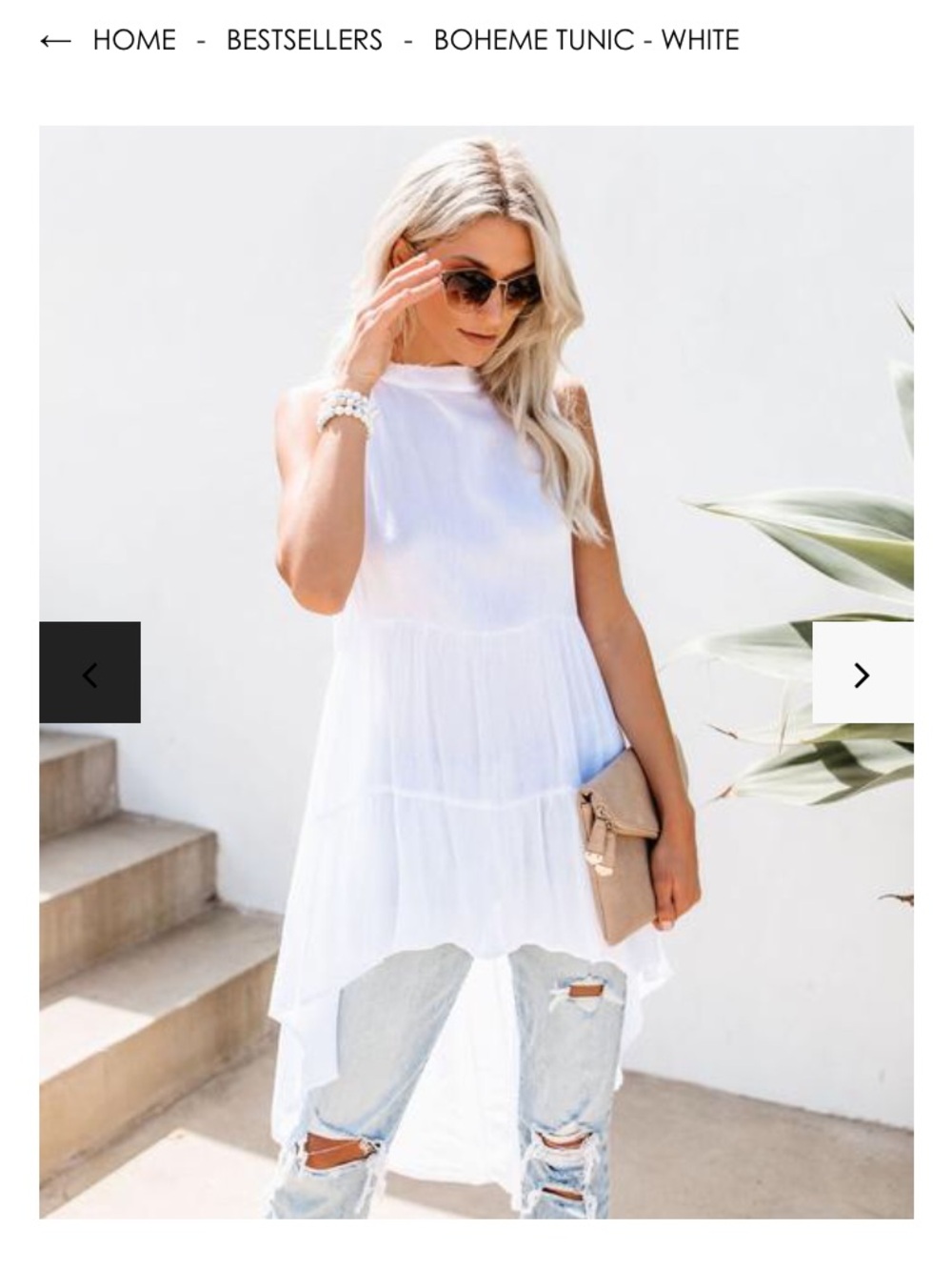White Sleeveless Boho High-Low Tunic